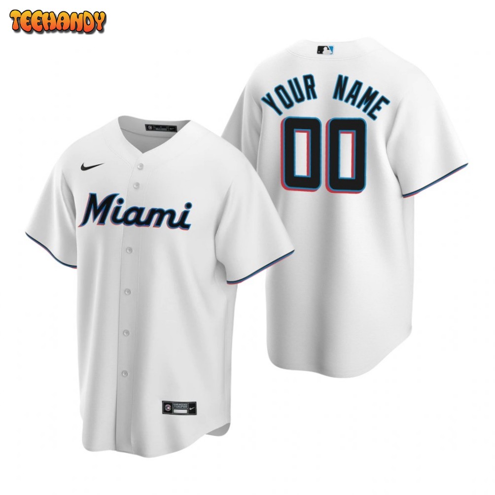 Miami Marlins Custom White Home Replica Jersey