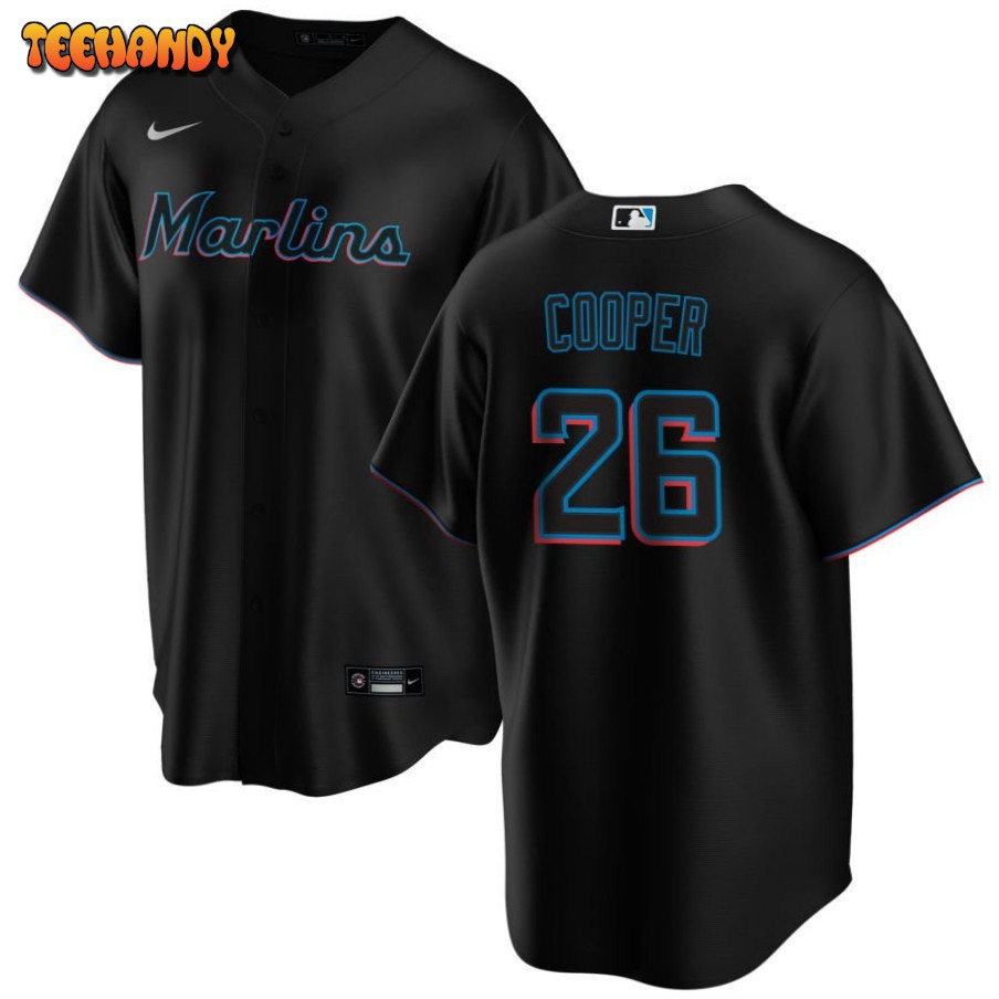 Miami Marlins Garrett Cooper Black Alternate Replica Jersey