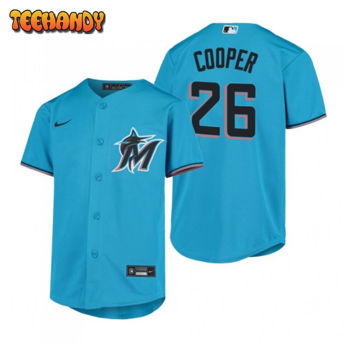 Miami Marlins Garrett Cooper Blue Alternate Replica Jersey