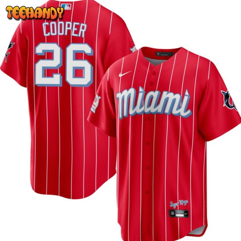 Miami Marlins Garrett Cooper Red 2021 City Connect Replica Jersey