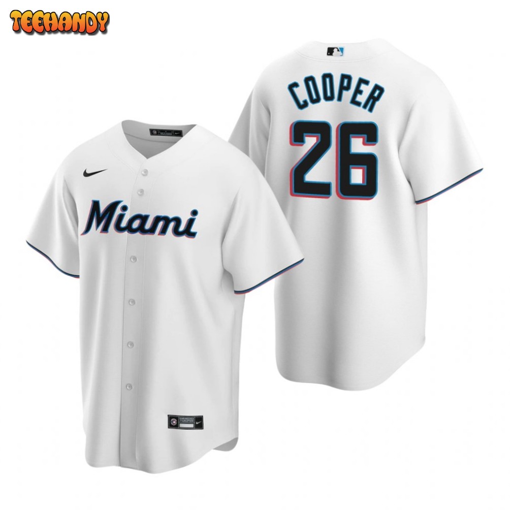 Miami Marlins Garrett Cooper White Home Replica Jersey