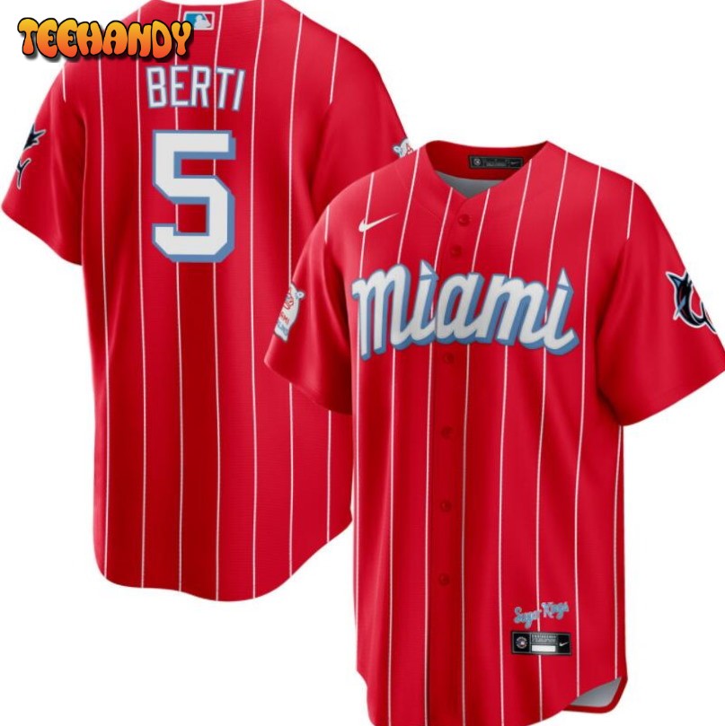 Miami Marlins Jon Berti Red 2021 City Connect Replica Jersey