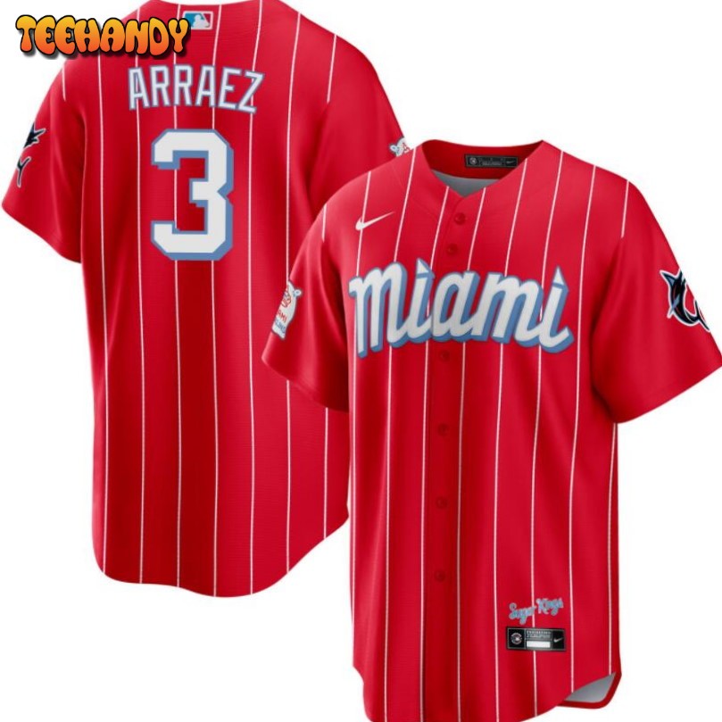 Miami Marlins Luis Arraez Red 2021 City Connect Replica Jersey