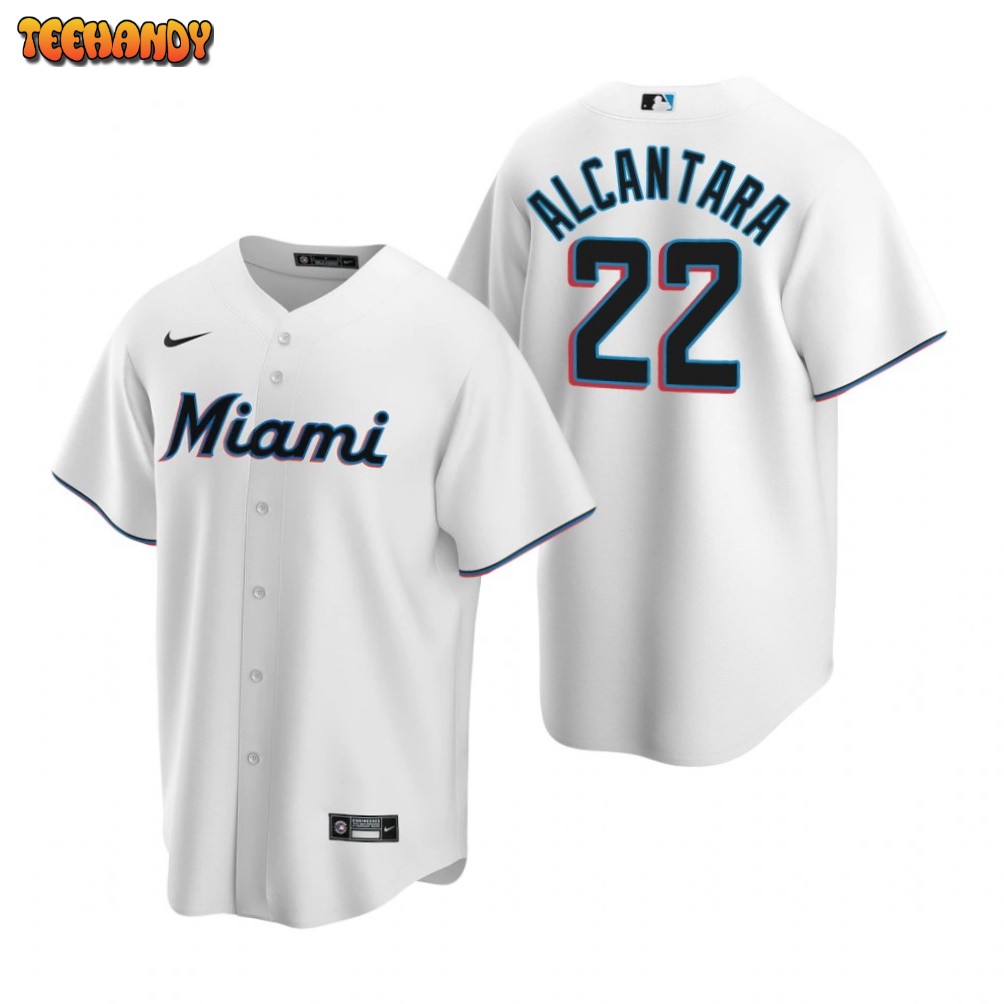 Miami Marlins Sandy Alcantara White Home Replica Jersey