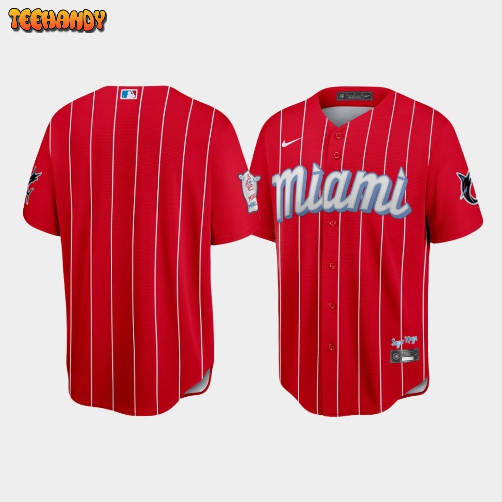 Miami Marlins Team Red 2021 City Connect Replica Jersey