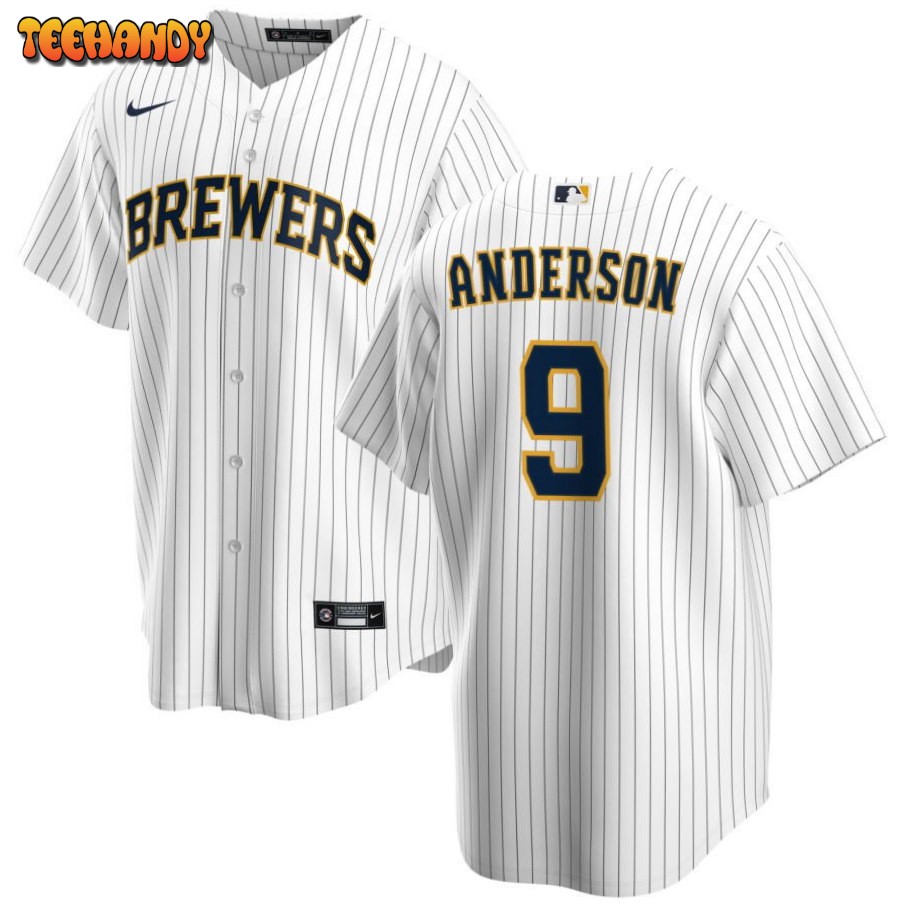 Milwaukee Brewers Brian Anderson White Navy Alternate Replica Jersey