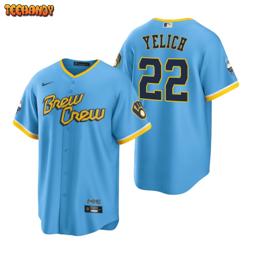 Milwaukee Brewers Christian Yelich Powder Blue 2022 City Connect Replica Jersey