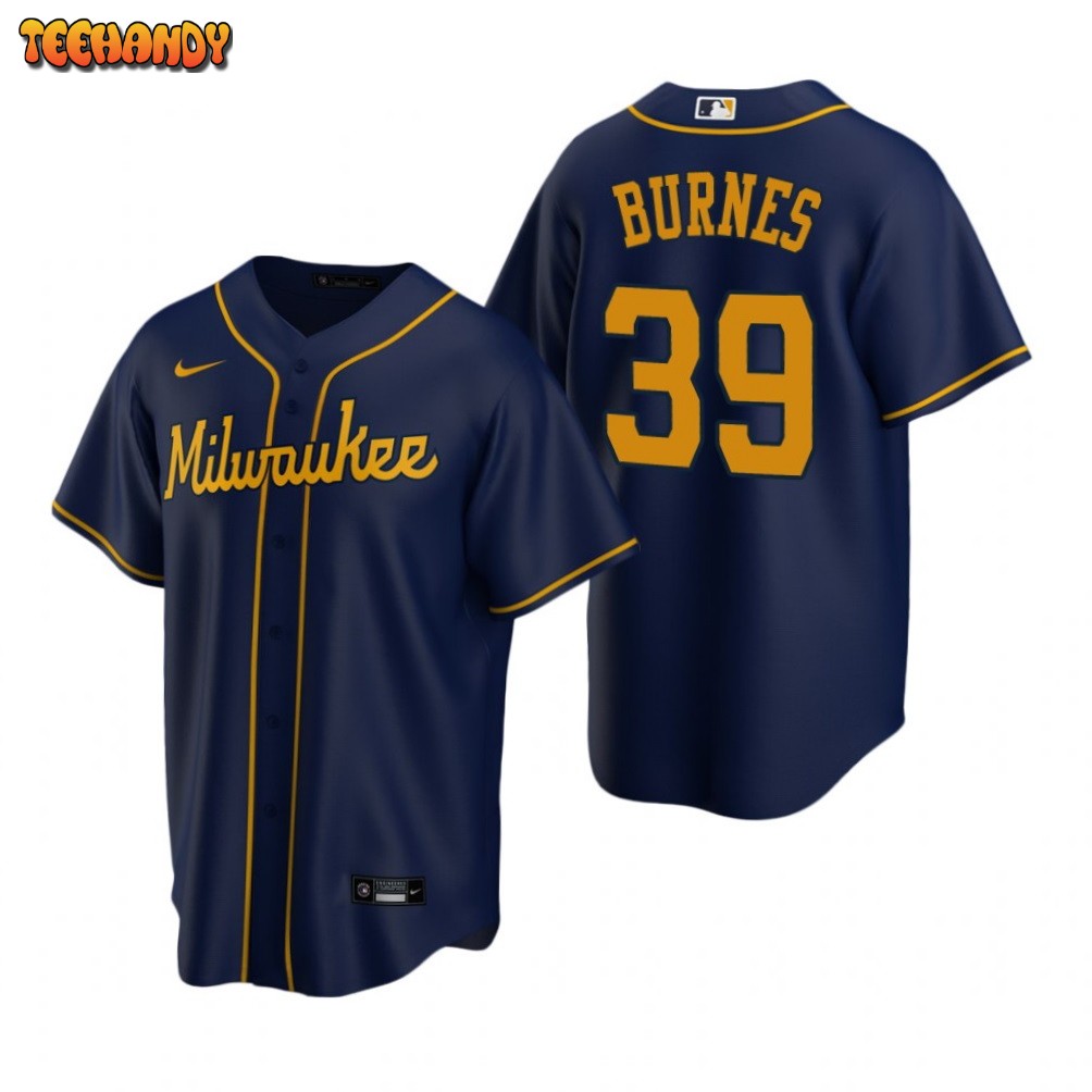 Milwaukee Brewers Corbin Burnes Navy Alternate Replica Jersey