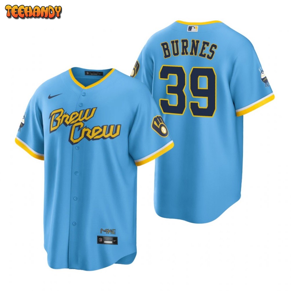 Milwaukee Brewers Corbin Burnes Powder Blue 2022 City Connect Replica Jersey