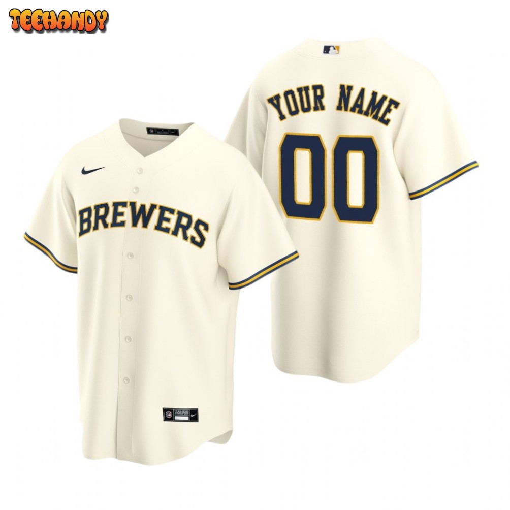 Milwaukee Brewers Custom Cream Home Replica Jersey