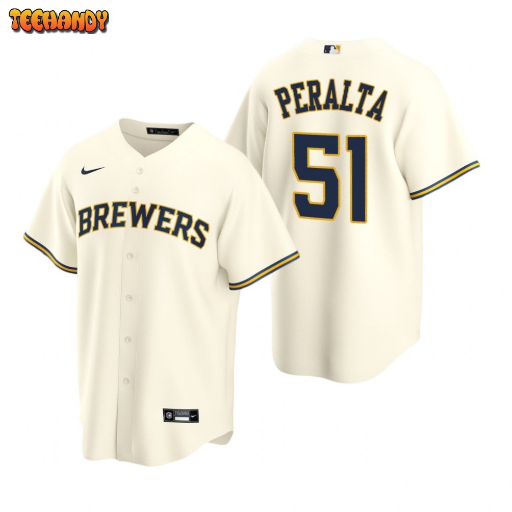 Milwaukee Brewers Freddy Peralta Cream Home Replica Jersey