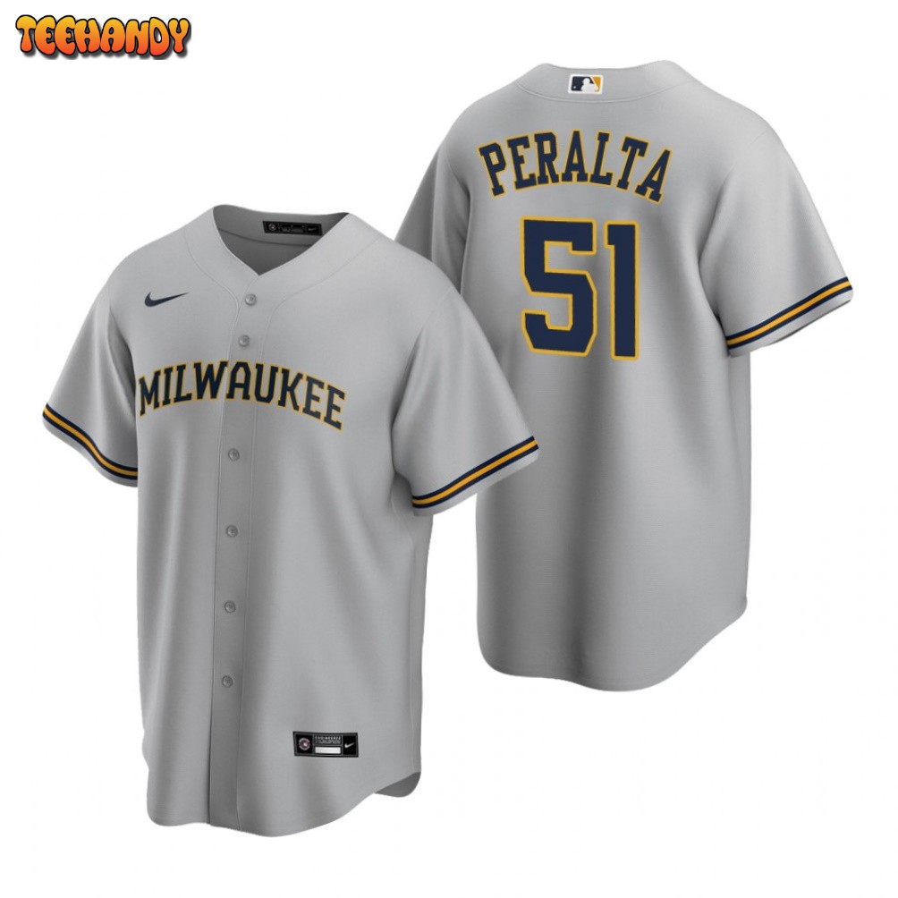 Milwaukee Brewers Freddy Peralta Gray Road Replica Jersey