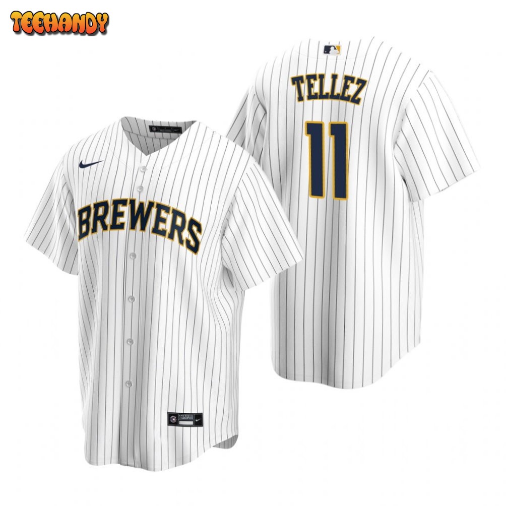 Milwaukee Brewers Rowdy Tellez White Navy Alternate Replica Jersey