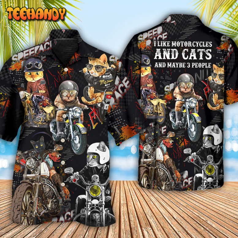 Motorcycle I Like Motocycles And Cats Hawaiian Shirt