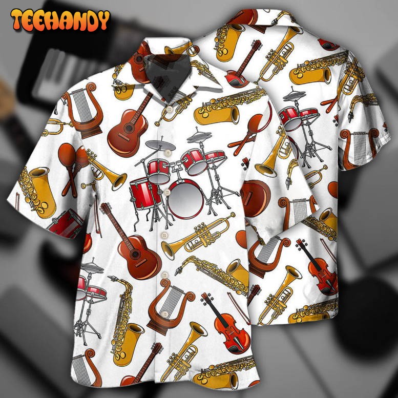 Music Instruments White Style Hawaiian Shirt