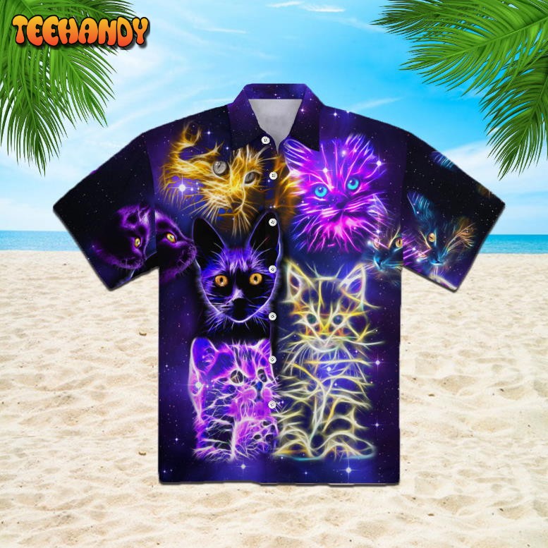 Neon Cat Hawaiian Shirt