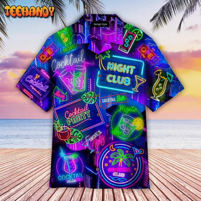 Neon Cocktail Night Club Hawaiian Shirt