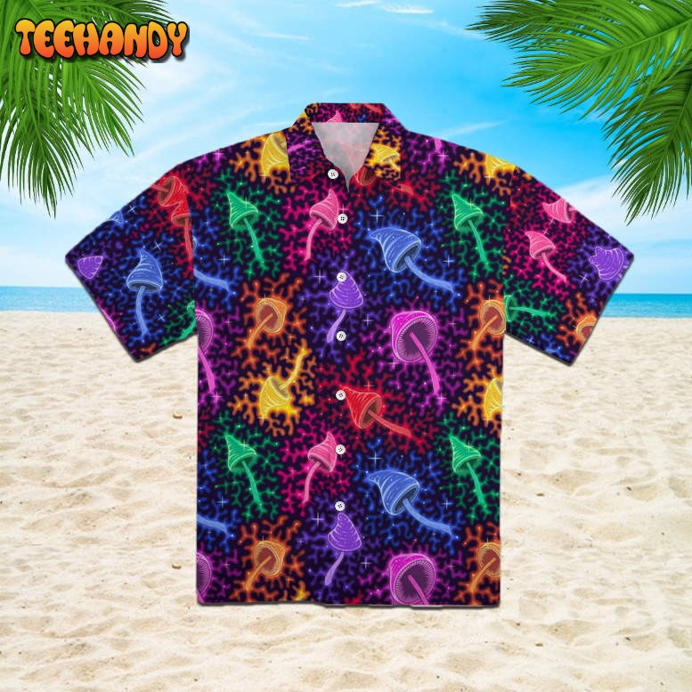 Neon Colorful Mushroom Hawaiian Shirt