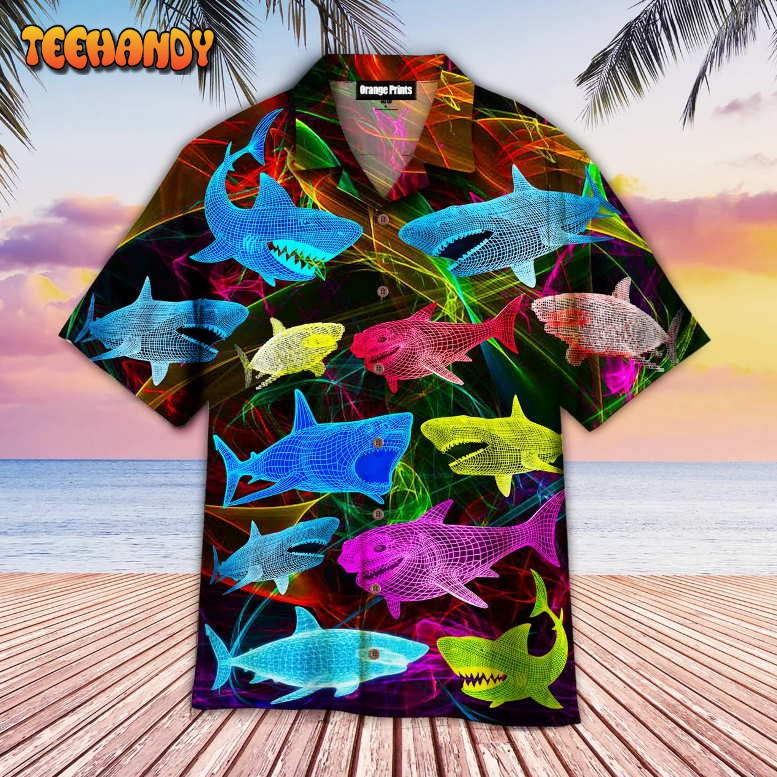 Neon Glowing Shark Hawaiian Shirt