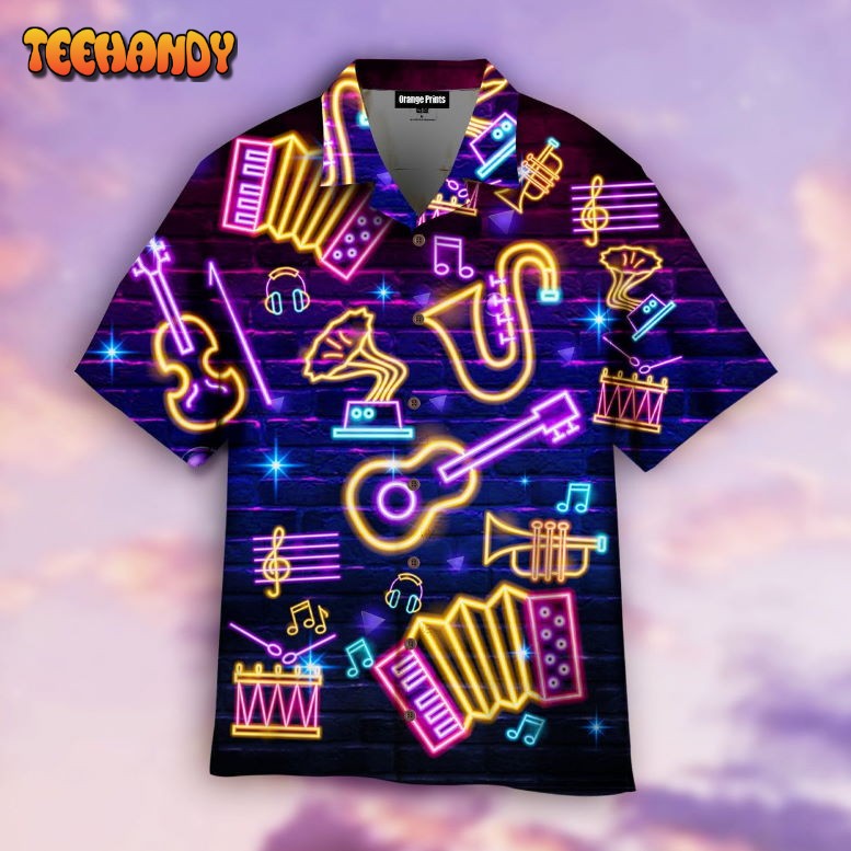 Neon Musical Instrument Hawaiian Shirt