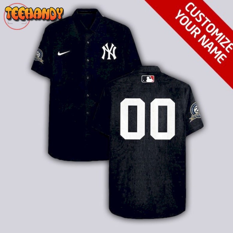 New York Yankees Customized All Black Hawaiian Shirt