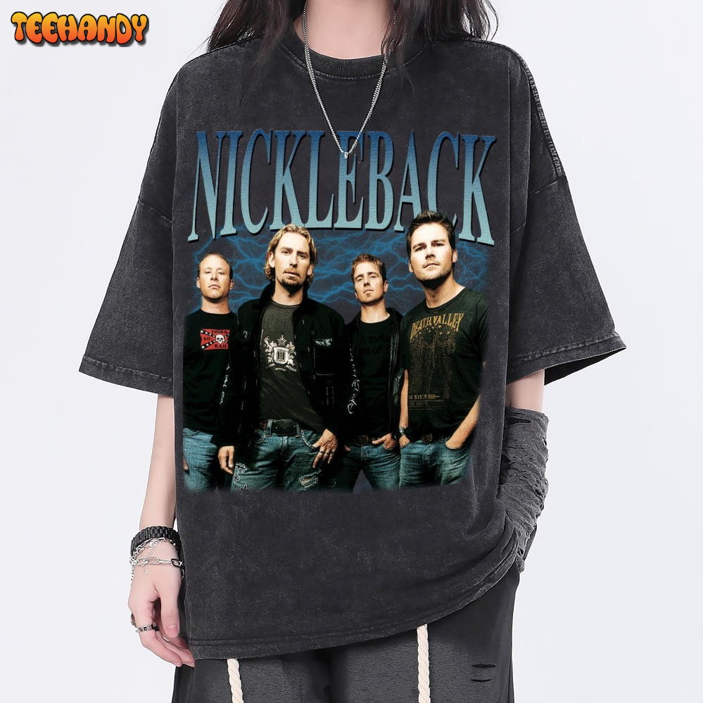 Nickelback Vintage Washed Shirt,Rock Band Homage Graphic Unisex T-Shirt