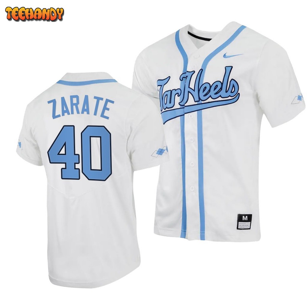 North Carolina Tar Heels Angel Zarate College Baseball Jersey White