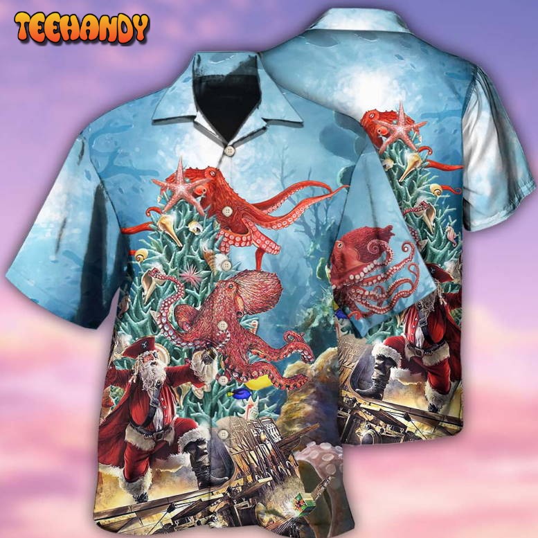 Octopus And Santa Merry Chrismas Hawaiian Shirt