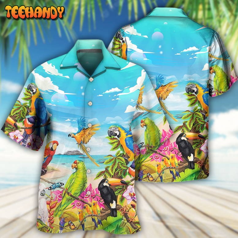 Parrot Beach And Sky Art Hawaiian Shirt