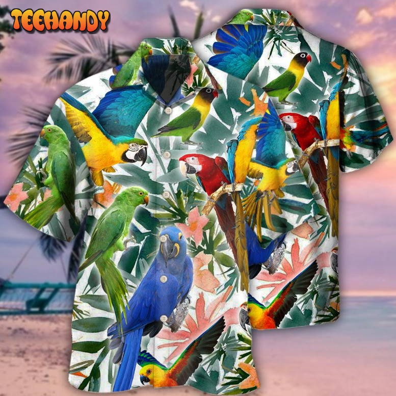 Parrot Tropical Leaf Hawaiian Shirt