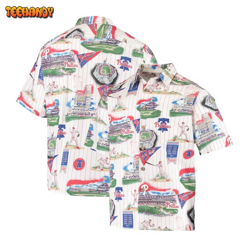 Philadelphia Phillies White Red Scenic Hawaiian Shirt