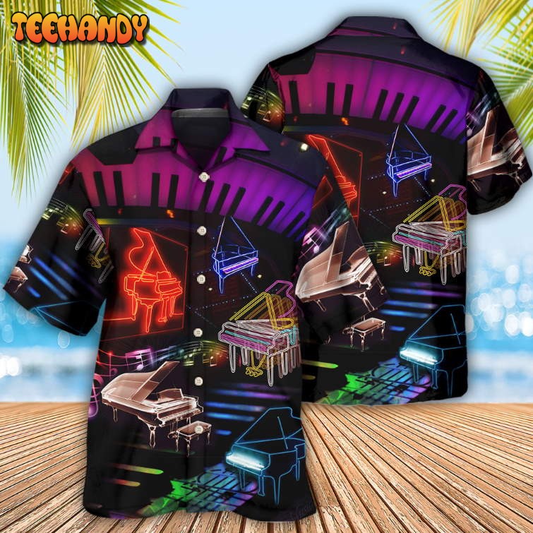 Piano Neon Style Music Lover Hawaiian Shirt