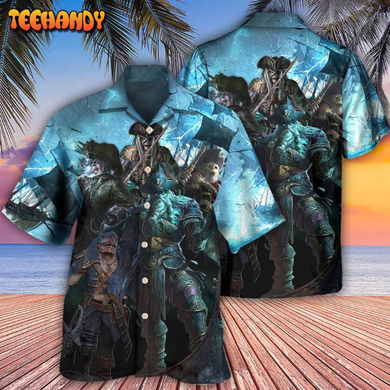 Pirate Monster Storm Sea Hawaiian Shirt