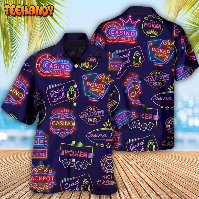 Poker Neon Casino Art Hawaiian Shirt