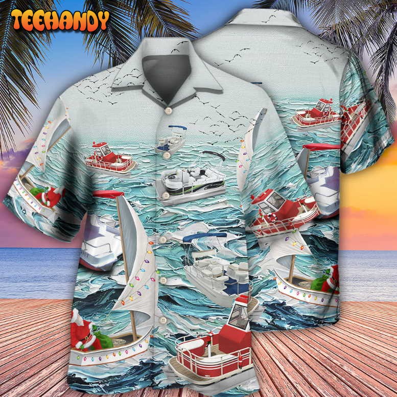 Pontoon Sailing To Christmas Hawaiian Shirt