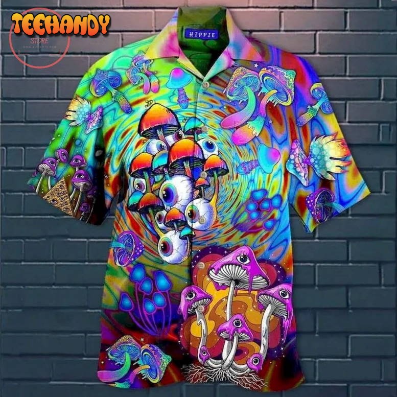 Psychedelic Art Magic Mushroom Trippy Hippie Hawaiian Shirt