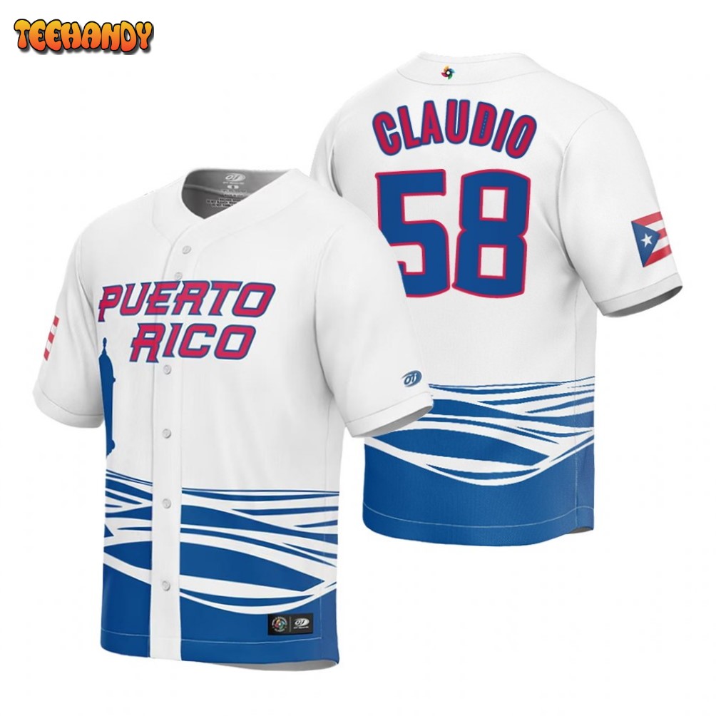 Puerto Rico Alex Claudio White 2023 World Baseball Classic Jersey