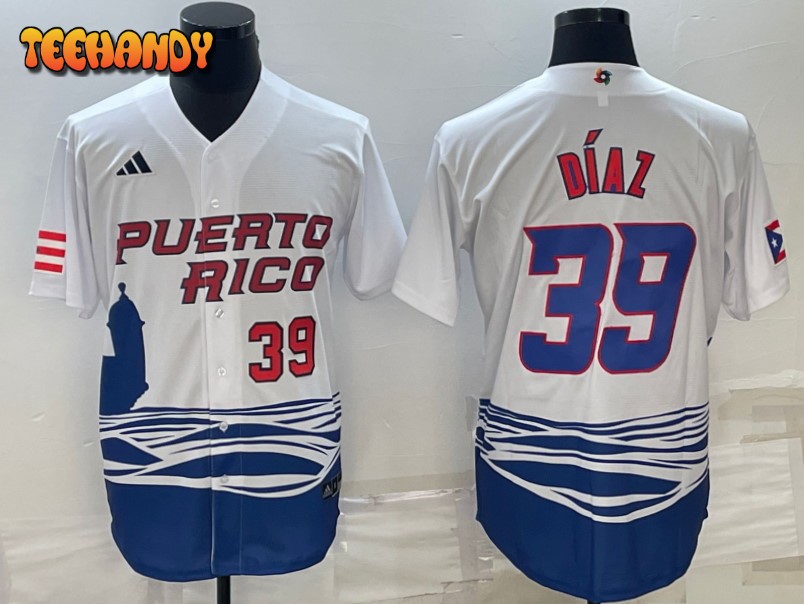 Puerto Rico Edwin Diaz White Red 2023 World Baseball Classic Jersey