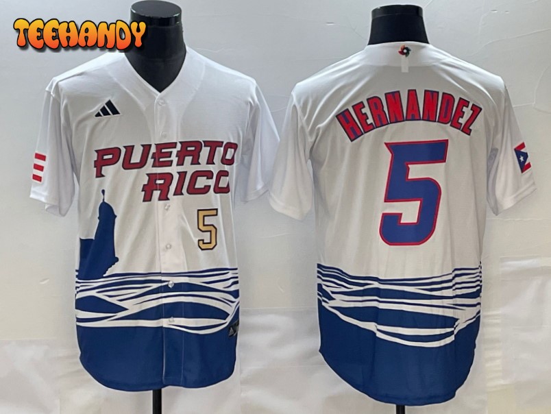 Puerto Rico Enrique Hernandez White Gold 2023 World Baseball Classic Jersey