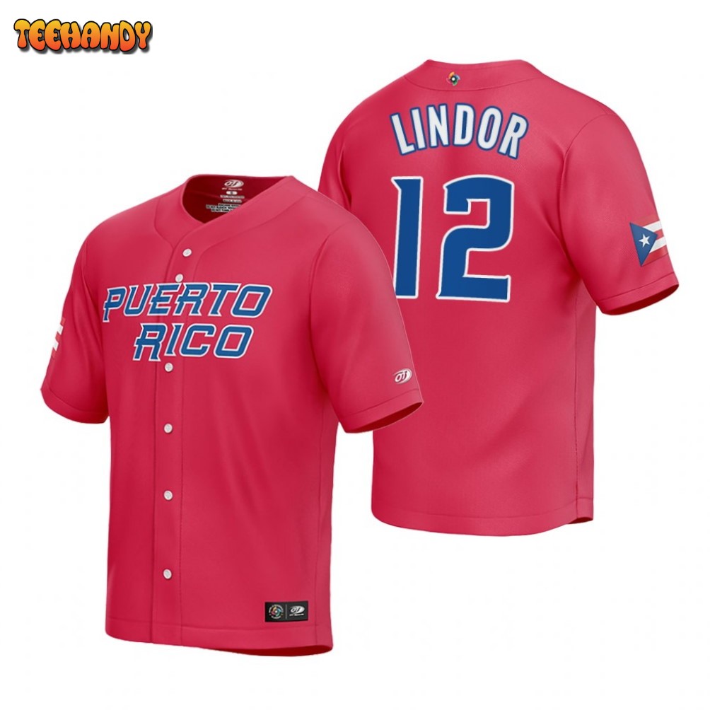 Puerto Rico Francisco Lindor Red 2023 World Baseball Classic Jersey