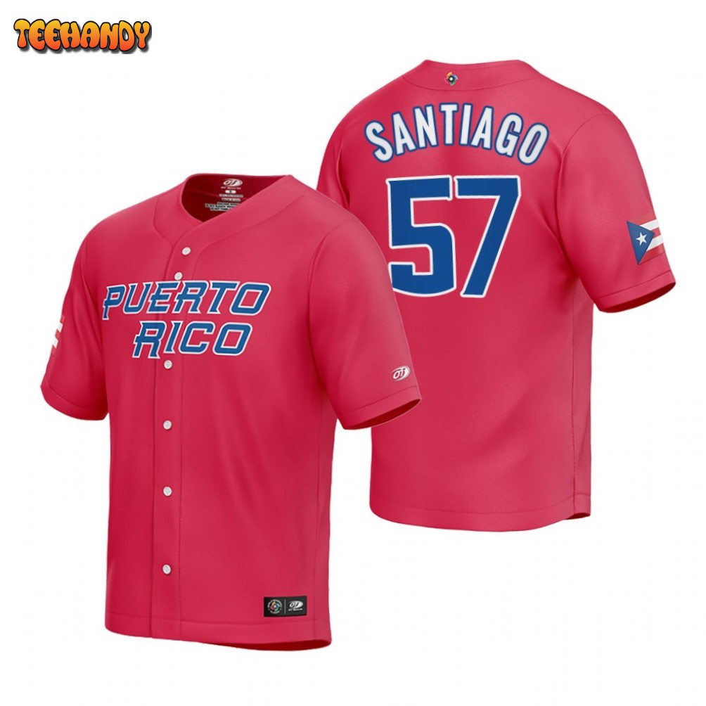 Puerto Rico Hector Santiago Red 2023 World Baseball Classic Jersey