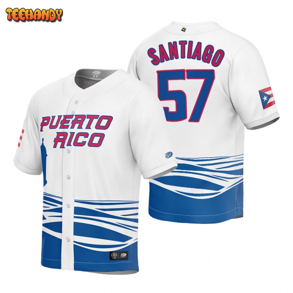 Puerto Rico Hector Santiago White 2023 World Baseball Classic Jersey