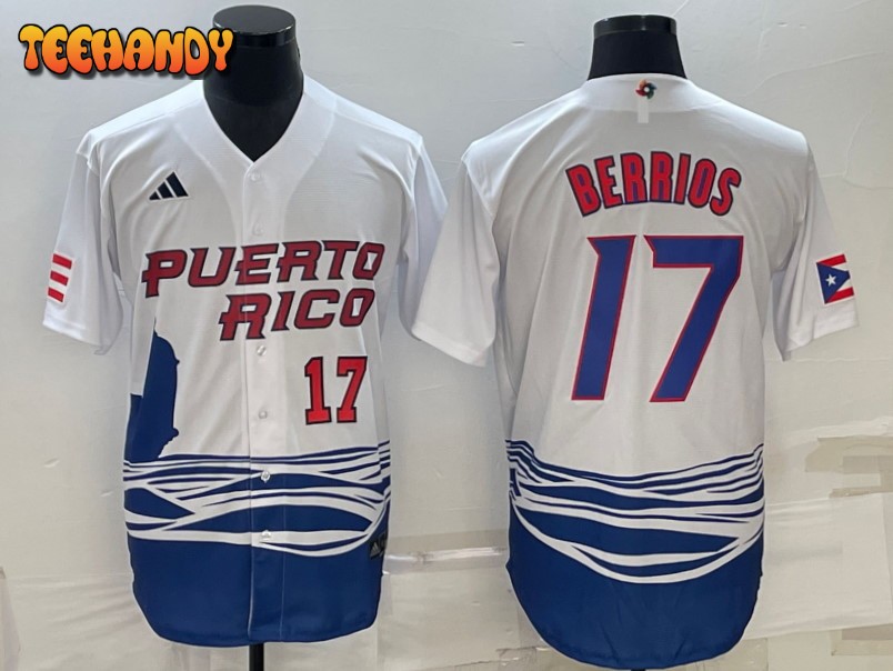 Puerto Rico Jose Berrios White Red 2023 World Baseball Classic Jersey