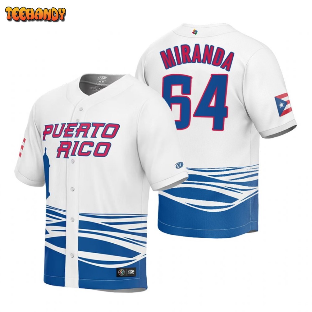 Puerto Rico Jose Miranda White 2023 World Baseball Classic Jersey