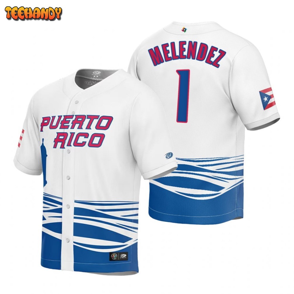 Puerto Rico MJ Melendez White 2023 World Baseball Classic Jersey