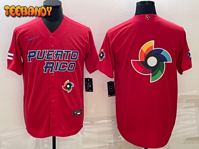 Puerto Rico Red 2023 World Baseball Classic Jersey with Big Logo