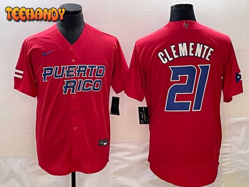 Puerto Rico Roberto Clemente Red 2023 World Baseball Classic Jersey