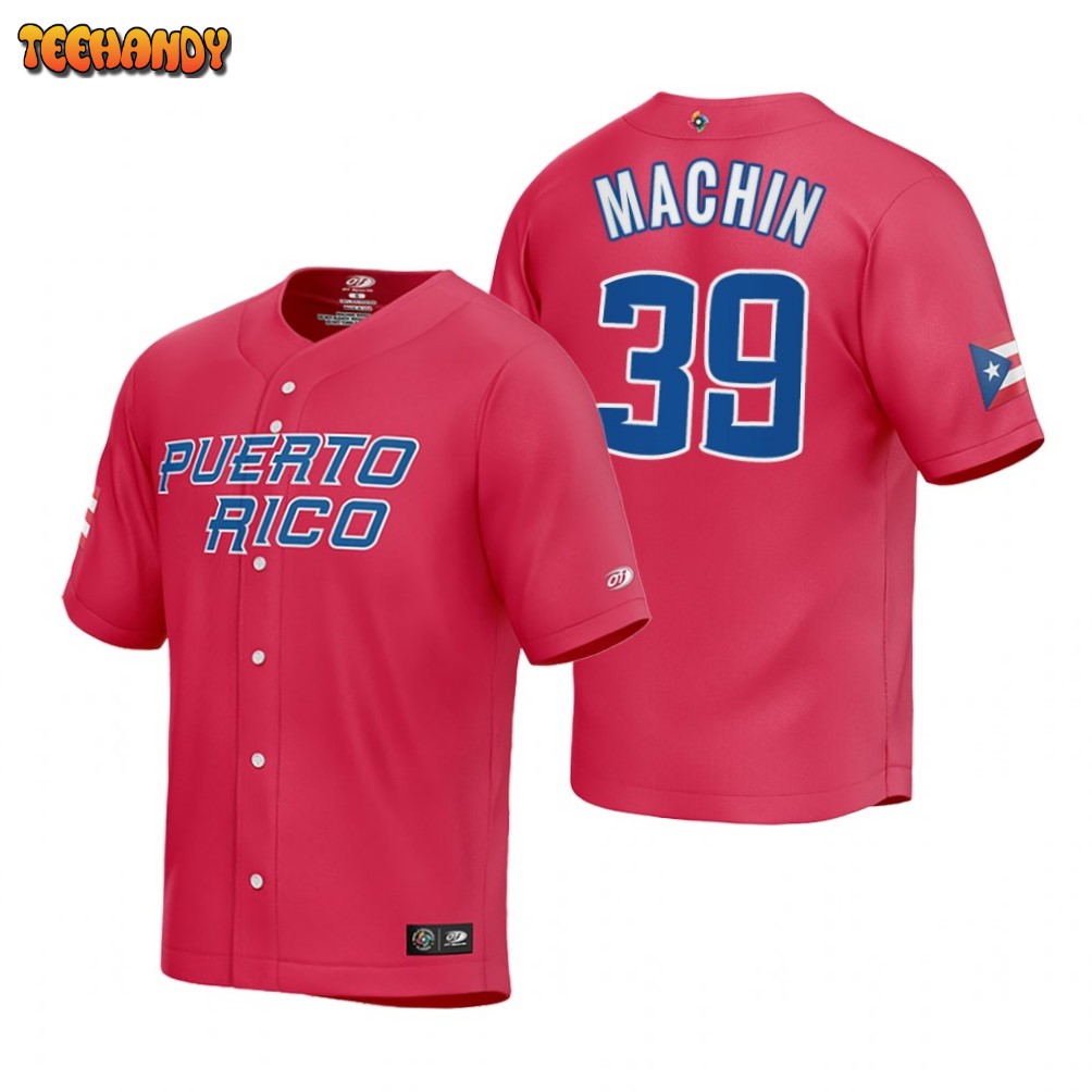 Puerto Rico Vimael Machin Red 2023 World Baseball Classic Jersey