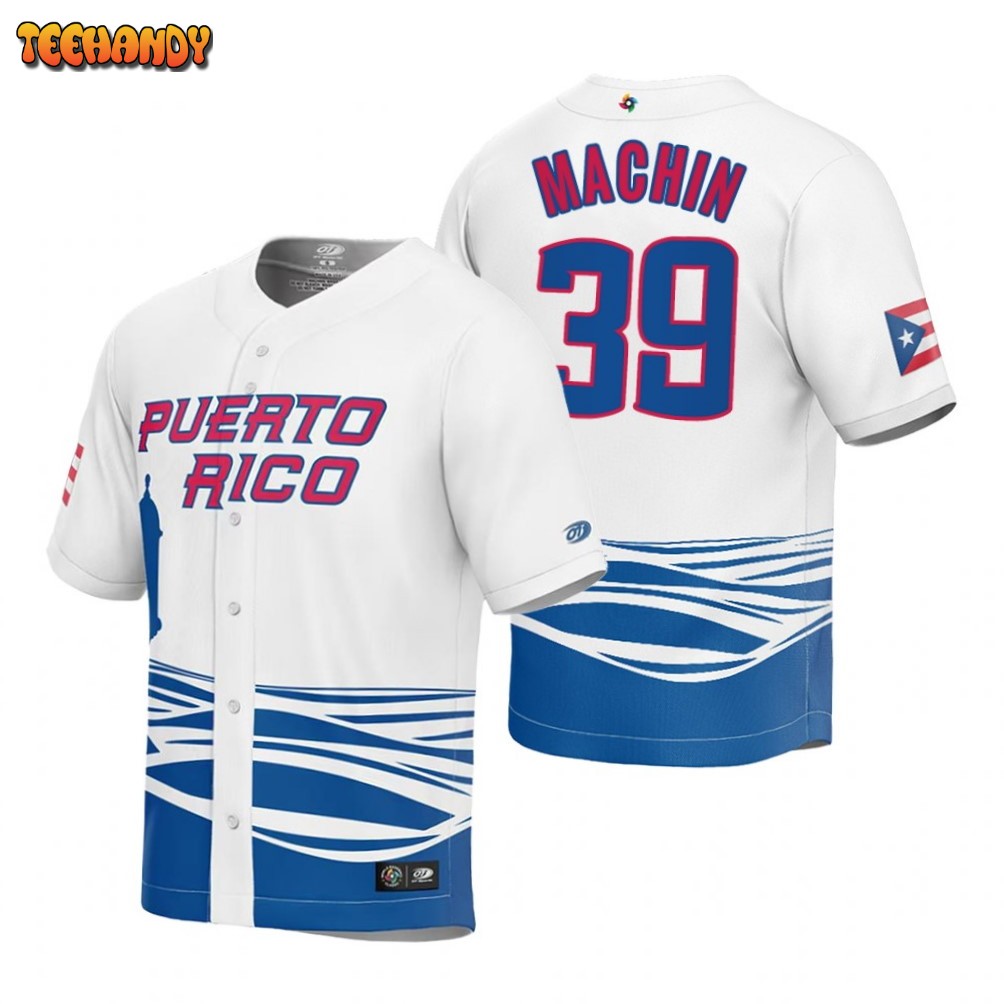 Puerto Rico Vimael Machin White 2023 World Baseball Classic Jersey