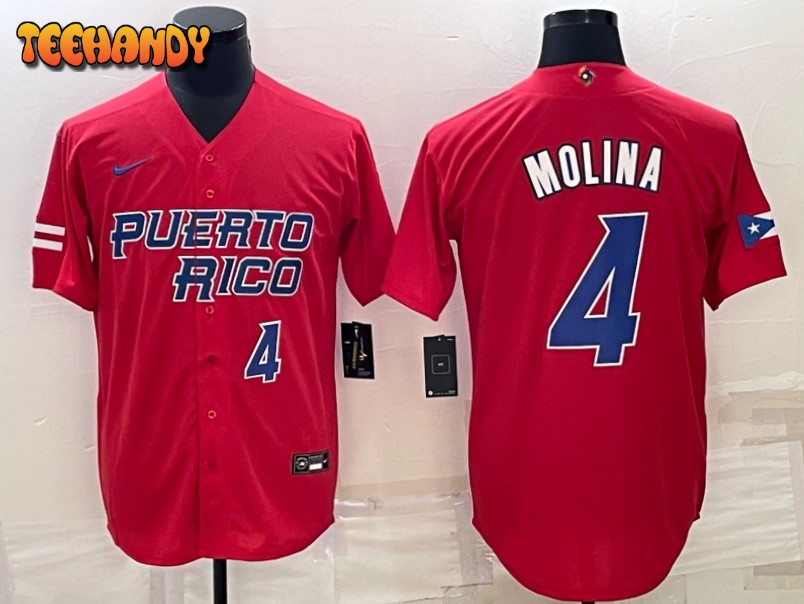 Puerto Rico Yadier Molina Red Blue Replica 2023 World Baseball Classic Jersey